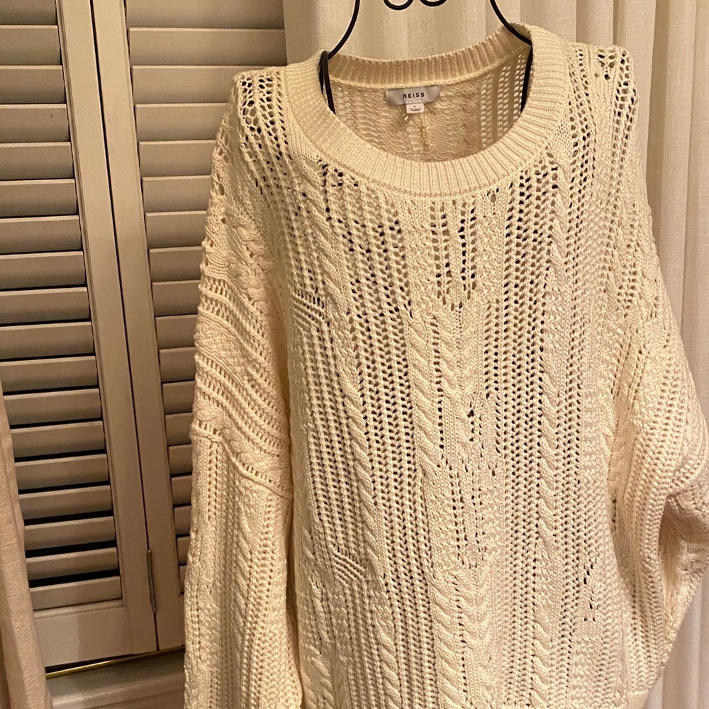 Reiss Ivory Cable Knit Sweater